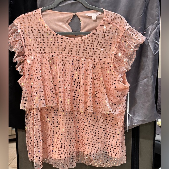 Lauren Conrad Pink Sequin Ruffle Top - Picture 4 of 7
